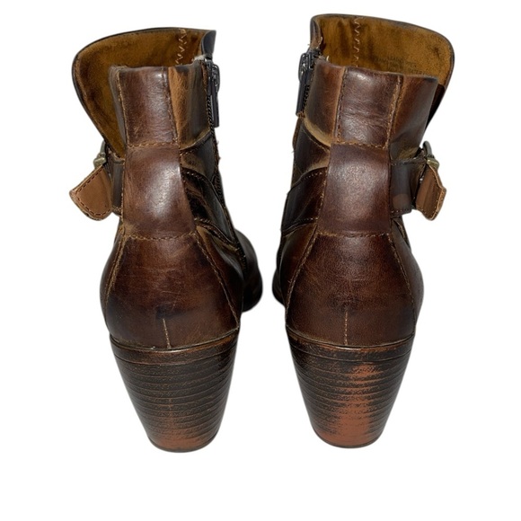 BOC Women's Booties Size 8M Brown Leather Ankle Boots Side Zip Buckle Strap - Picture 4 of 14